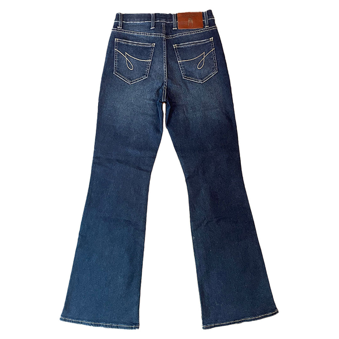 Women's "Rebel Spirit" Laser-Etched Flared Jeans