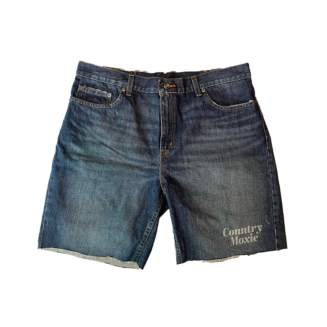 Mens Versatile Laser-Etched Denim Shorts